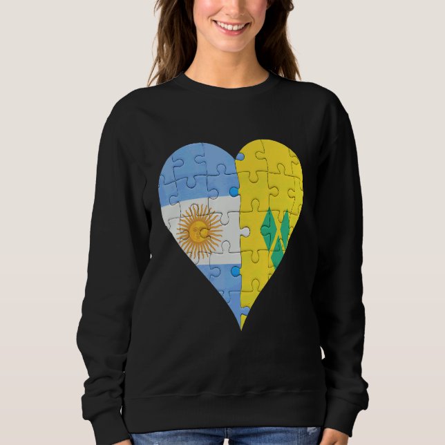 Argentinian Saint Vincitan Flagga Heart T Shirt (Framsida)