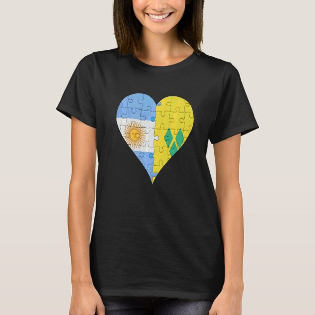 Argentinian Saint Vincitan Flagga Heart T Shirt (Framsida)