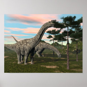 Argentinosaurus dinosauer som äter träd - 3D-rende Poster