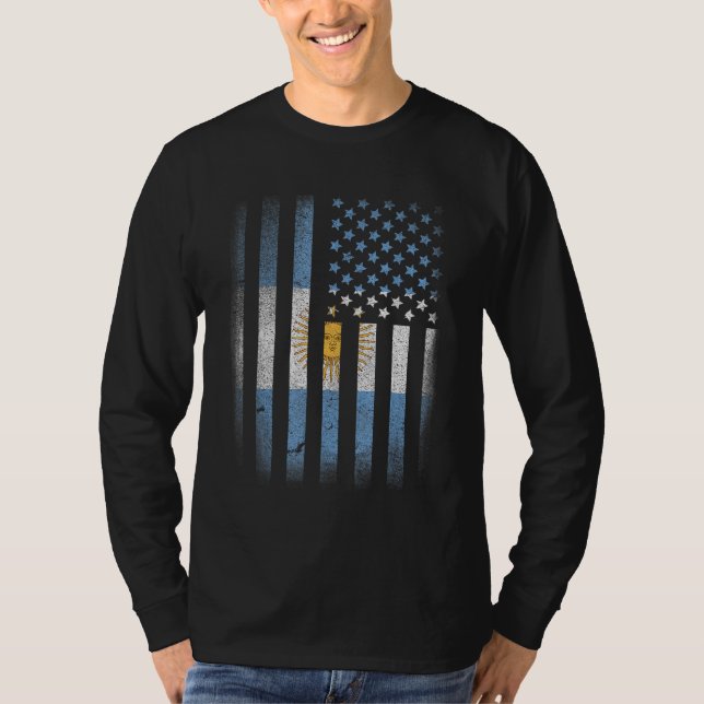 Argentinsk amerikansk Flagga Argentina USA Argenti T Shirt (Framsida)