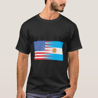 Argentinsk amerikansk Flagga, halva Argentina, hal T Shirt