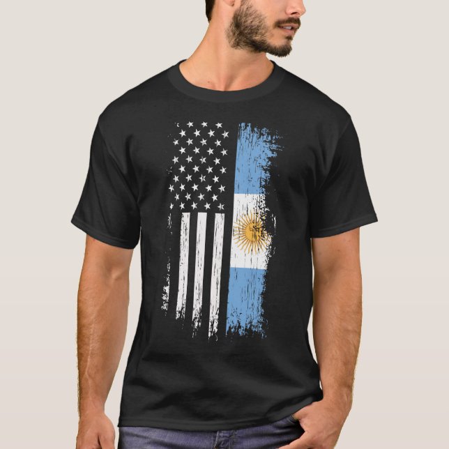 Argentinsk amerikansk Flagga T Shirt (Framsida)