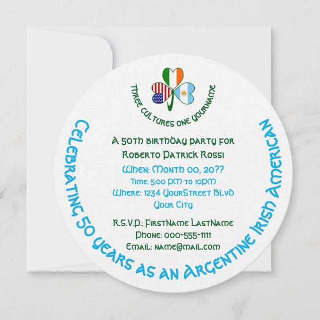 Argentinsk amerikansk Shamrock Birthday Inbjudningar (Framsida)