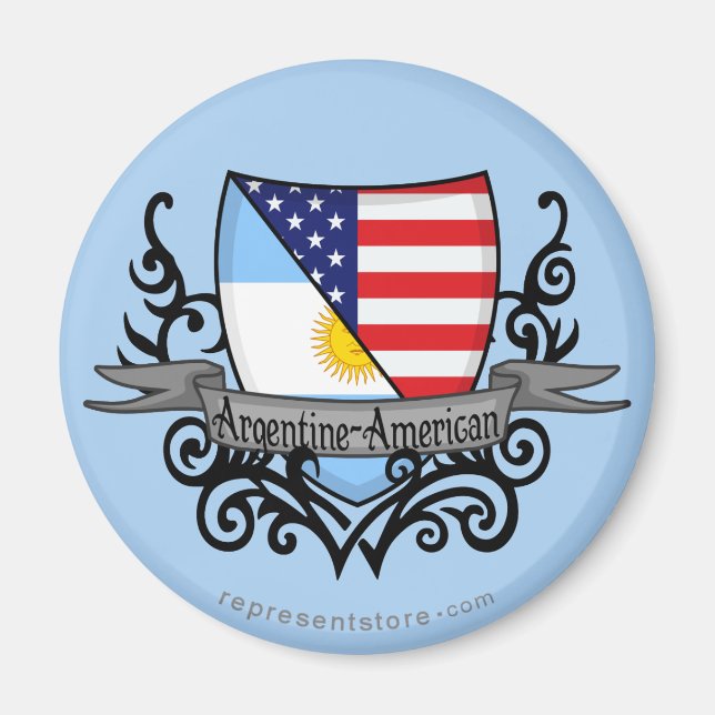 Argentinsk-amerikansk Shield Flagga Magnet (Framsidan)