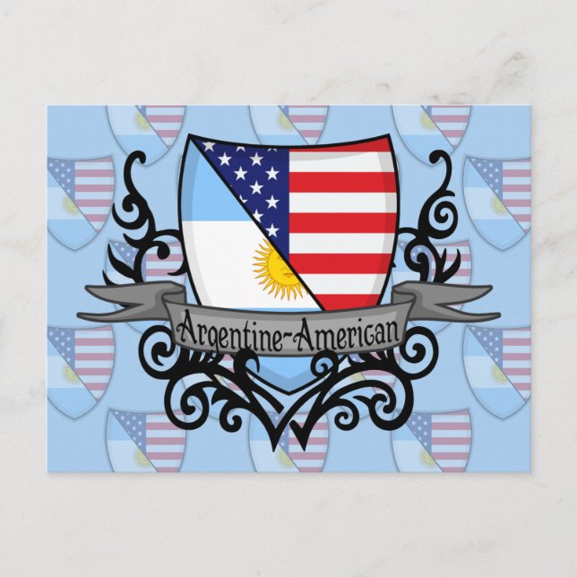 Argentinsk-amerikansk Shield Flagga Vykort (Framsida)