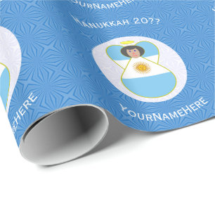 Argentinsk Ängel Hanukkah Flagga Personlig Presentpapper