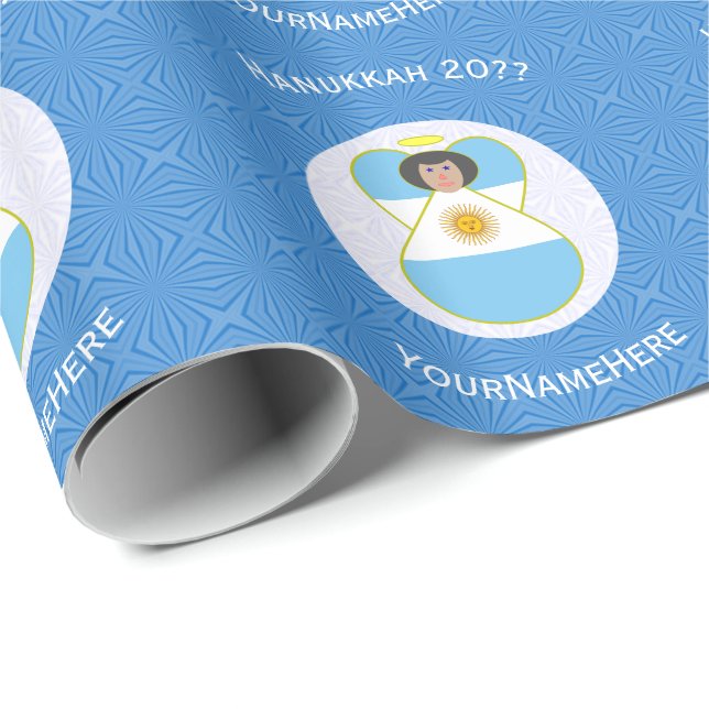 Argentinsk Ängel Hanukkah Flagga Personlig Presentpapper (Rullad Hörn)