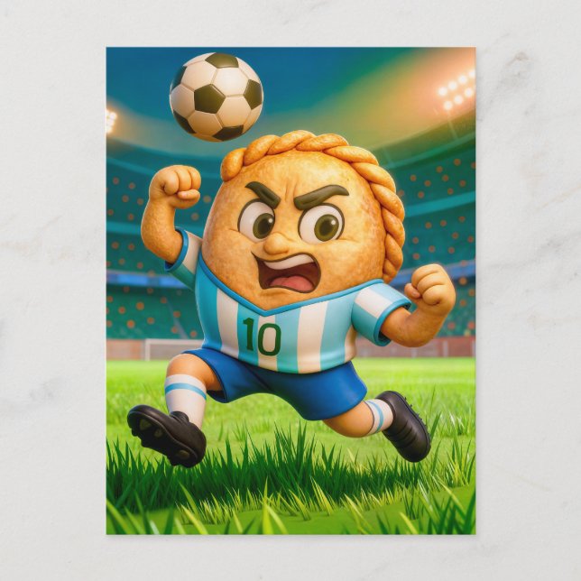 argentinsk empanada-fotbollsspelare som hoppar för vykort (Framsida)