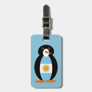 argentinsk flagg Mr Penguin på blå Bagagebricka