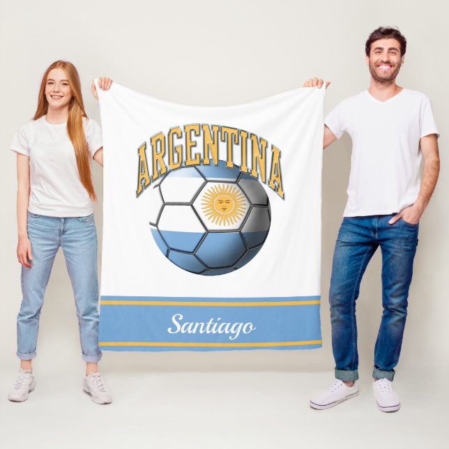 Argentinsk Flagga Soccer Ball | Namn Fleecefilt (På plats)