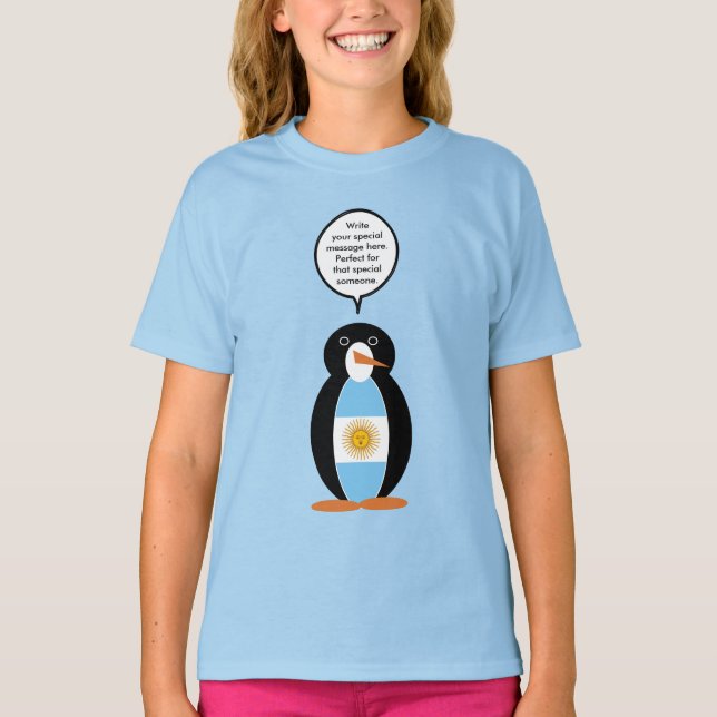 Argentinsk flagga talande Ms Penguin Personlig T Shirt (Framsida)