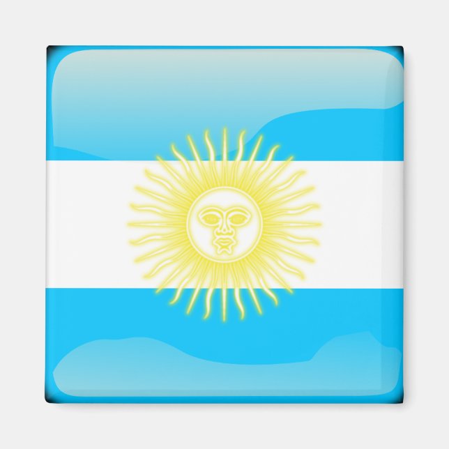 Argentinsk glansig flagga magnet (Framsidan)