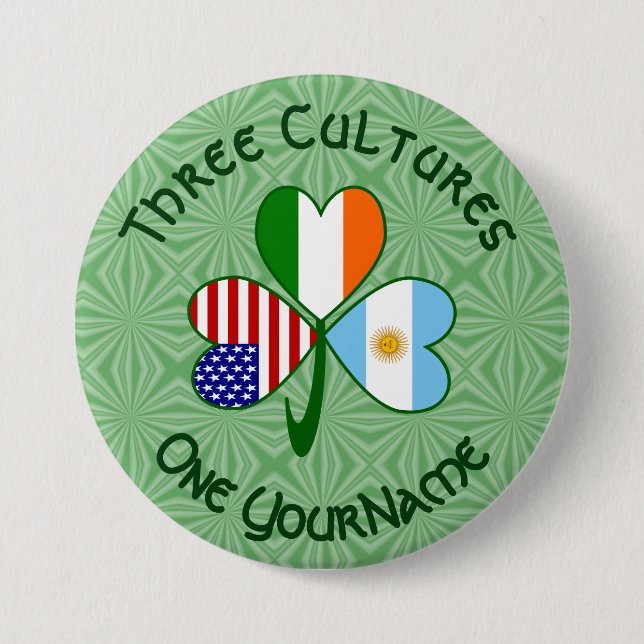 Argentinsk irländsk amerikansk flagg Shamrock Pers Knapp (Framsida)