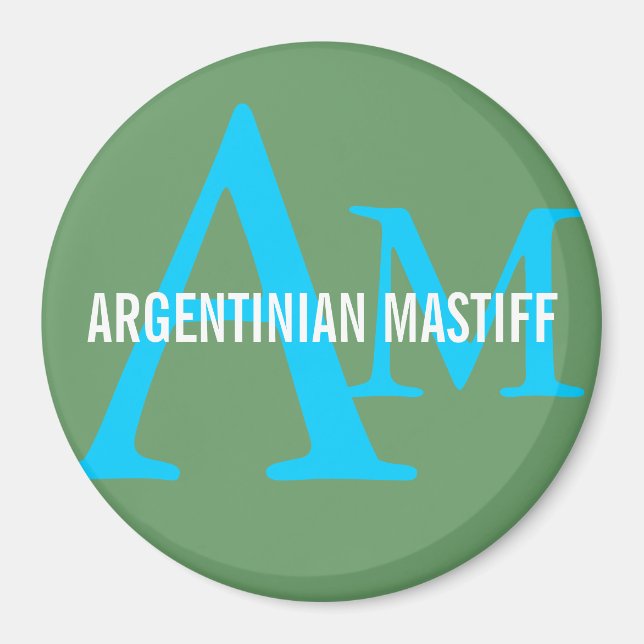 Argentinsk mastiff Breed Monogram Design Magnet (Framsidan)