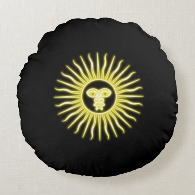 Argentinsk sol av maj rund kudde (Framsidan)
