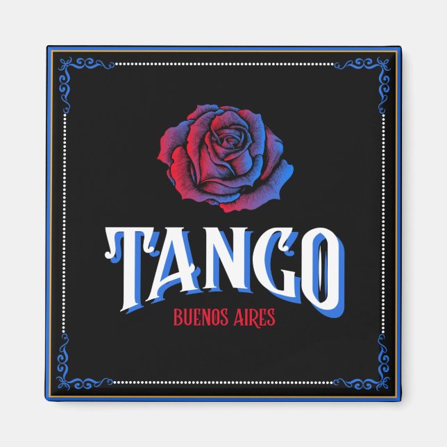 Argentinsk Tango Buenos Aires Fileteado Porteño Magnet (Framsidan)