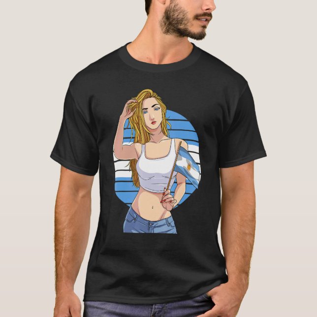 Argentinska Flagga Latino-Pridet T Shirt (Framsida)