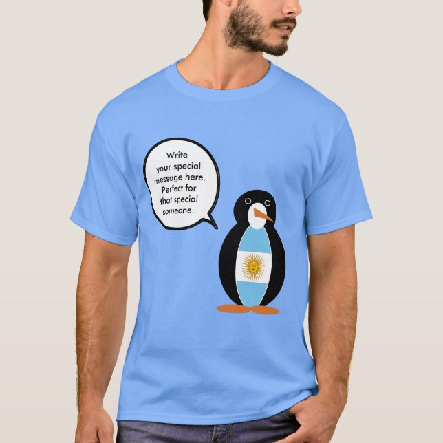 Argentinska flaggan Talande Ms. Penguin Herr  T Shirt (Framsida)