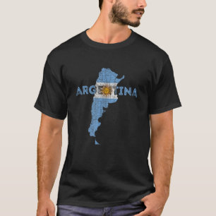Argentinska Karta och Flagga Souvenir Distress Arg T Shirt