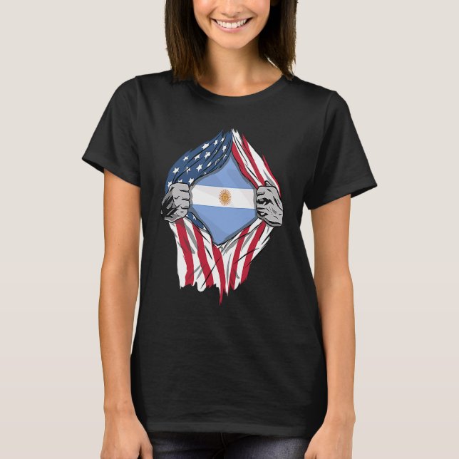 Argentinskt blod Inside Me Argentinas Flagga T Shirt (Framsida)