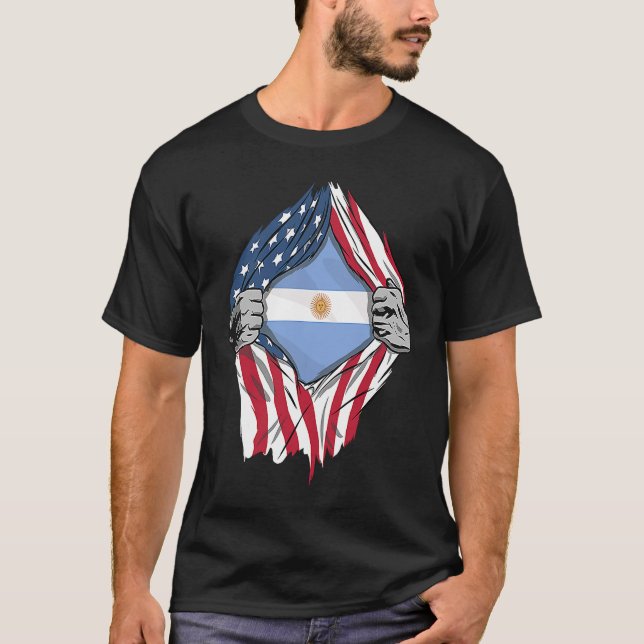 Argentinskt blod Inside Me Argentinas Flagga T Shirt (Framsida)