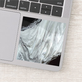 Argentum Abstract Silver Gray Black Fluid Art Klistermärken