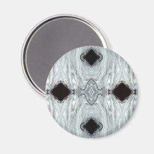 Argentum Grå och Svart Abstrakt Akryl Fluid Konst Magnet