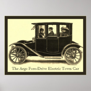 Argo Fore-Drive Electric Town Car ~ Vintage Poster