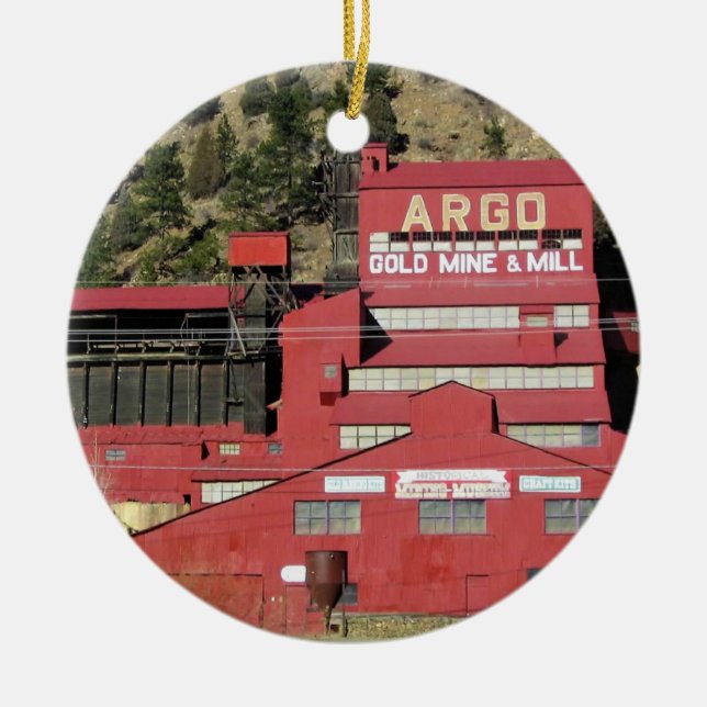 Argo Guld Mine & Mill, Idaho Vår, Colorado Julgransprydnad Keramik (Framsidan)
