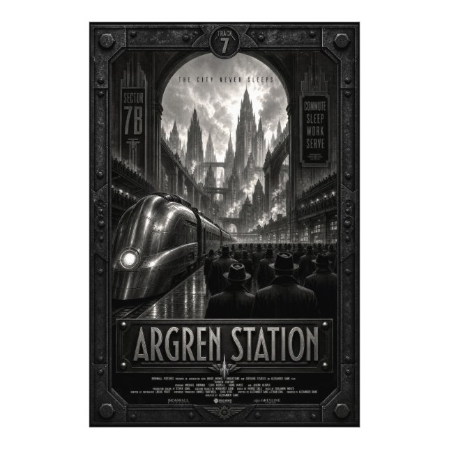 Argren Station Dystopisk stadsbild av Zoltanis Pla Fototryck (Framsidan)