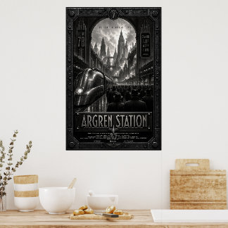 Argren Station Dystopisk Zoltanis Plaza Stadsscen Poster