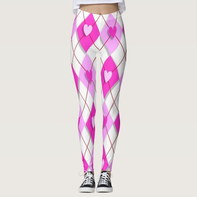 Argyle 3d Hearts Leggings (Framsida)