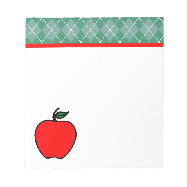 Argyle Apple Teacher's School Notepad Gift Anteckningsblock (Framsida)