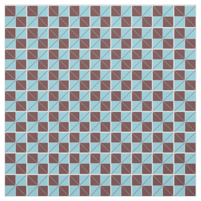 Argyle Checks Blue and Brown Tyg (Provkarta)
