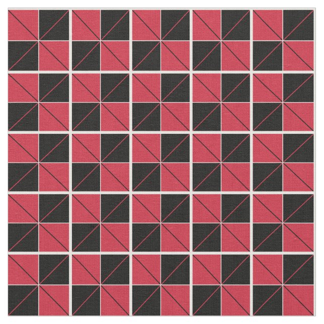 Argyle Checks Red and Black Tyg (Närbild)