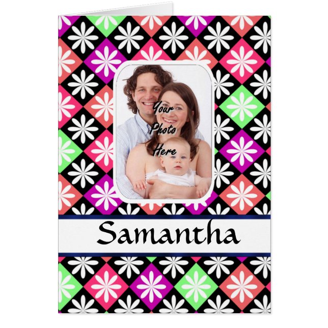 Argyle daisy mönster hälsningskort (Framsidan)