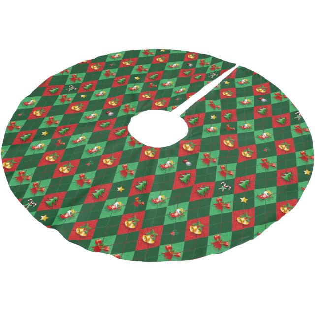 Argyle-diamant Julmönster Julgransmatta Borstad Polyester (Vinklad)