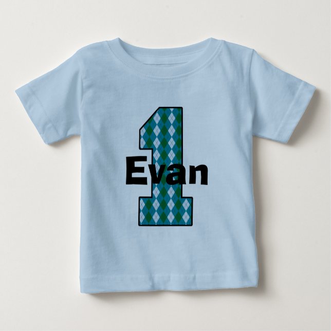Argyle First Birthday Boy Shirt Tee (Framsida)