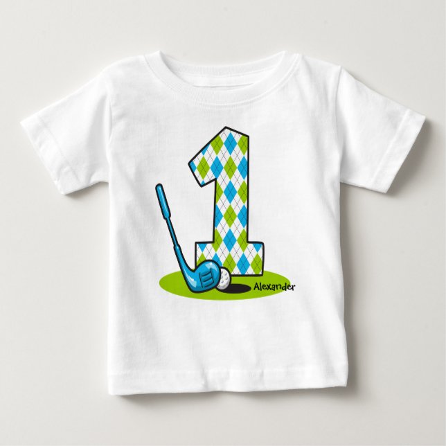 Argyle Golf 1st Birthday Personlig T-shirt (Framsida)