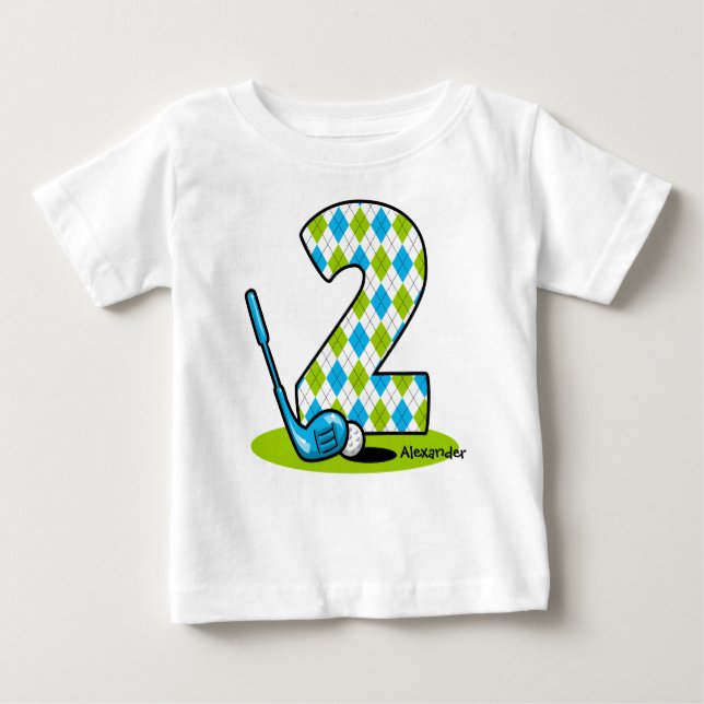 Argyle Golf 2nd Birthday Personlig Tee Shirt (Framsida)