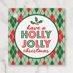 Argyle har en glad jul (Grönt/röd) Gåvor Etiketter