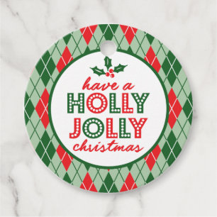 Argyle har en glad jul (Grönt/röd) Gåvor Etiketter