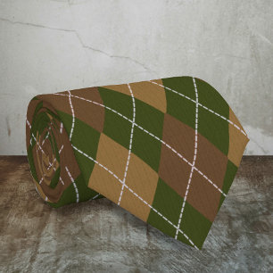 Argyle i Camo Färg - Grönt och Diamond Slips