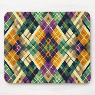 Argyle Mardi Gras gult lila grönt Musmatta