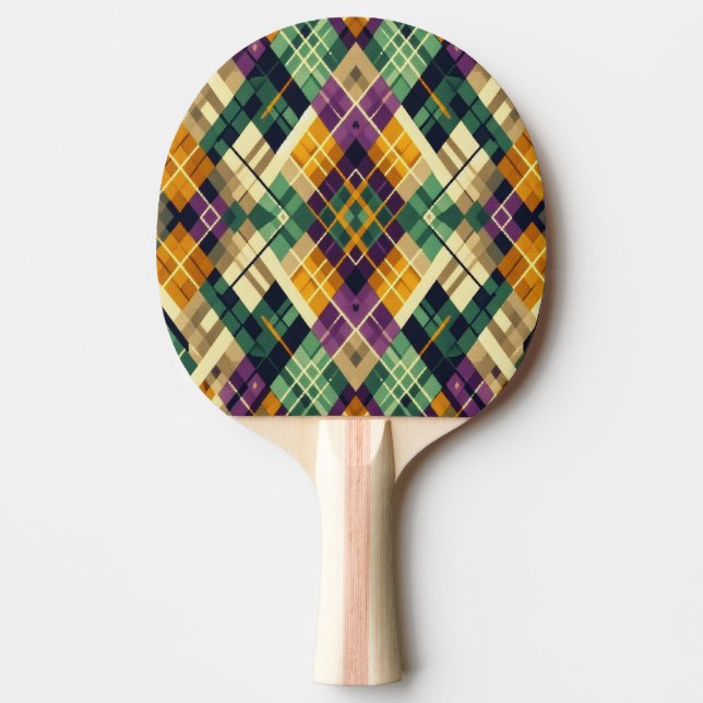 Argyle Mardi Gras gult lila grönt Pingisracket (Framsidan)