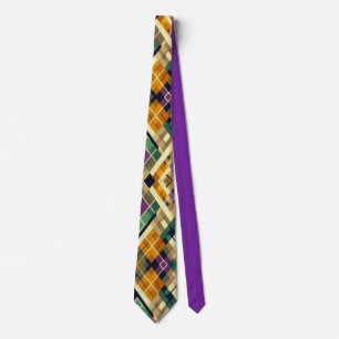 Argyle Mardi Gras gult lila grönt Slips
