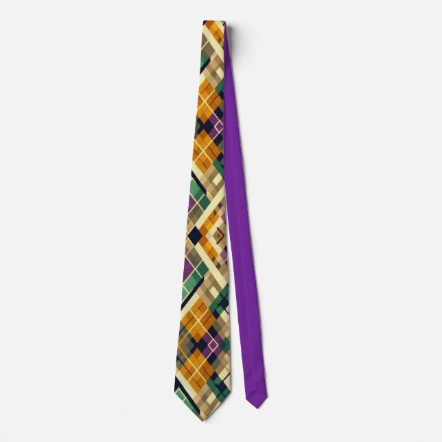 Argyle Mardi Gras gult lila grönt Slips (Framsida)