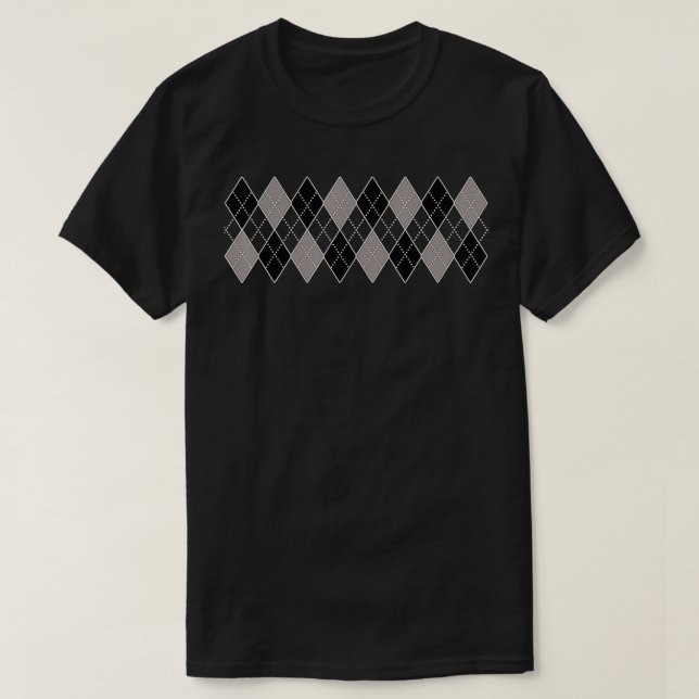 Argyle Mönster Black och Grått Mönster Underbar Ar T Shirt (Design framsida)