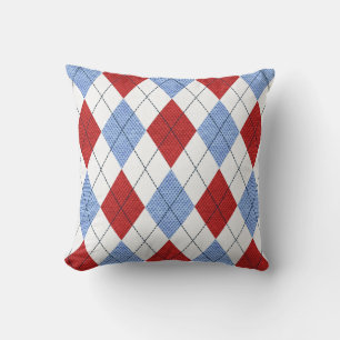 Argyle Mönster Diamond Design Geometric Light Blue Kudde