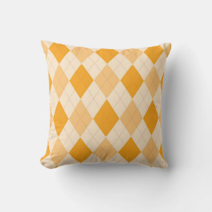 Argyle Mönster Diamond Design Geometric Orange Kudde